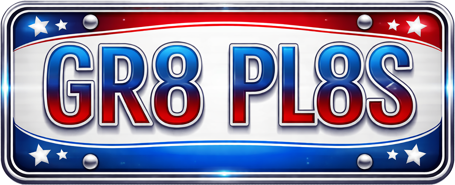 GR8 PL8S funny and clever vanity license plates logo